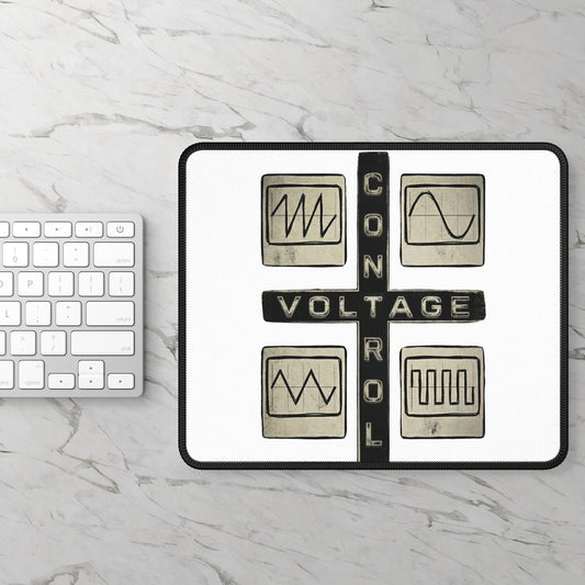 CV Control Voltage "Bare Essentials" -  Modular Analog Synthesizers Gaming Mouse Pad — Retro Synth Waveform Desk Mat