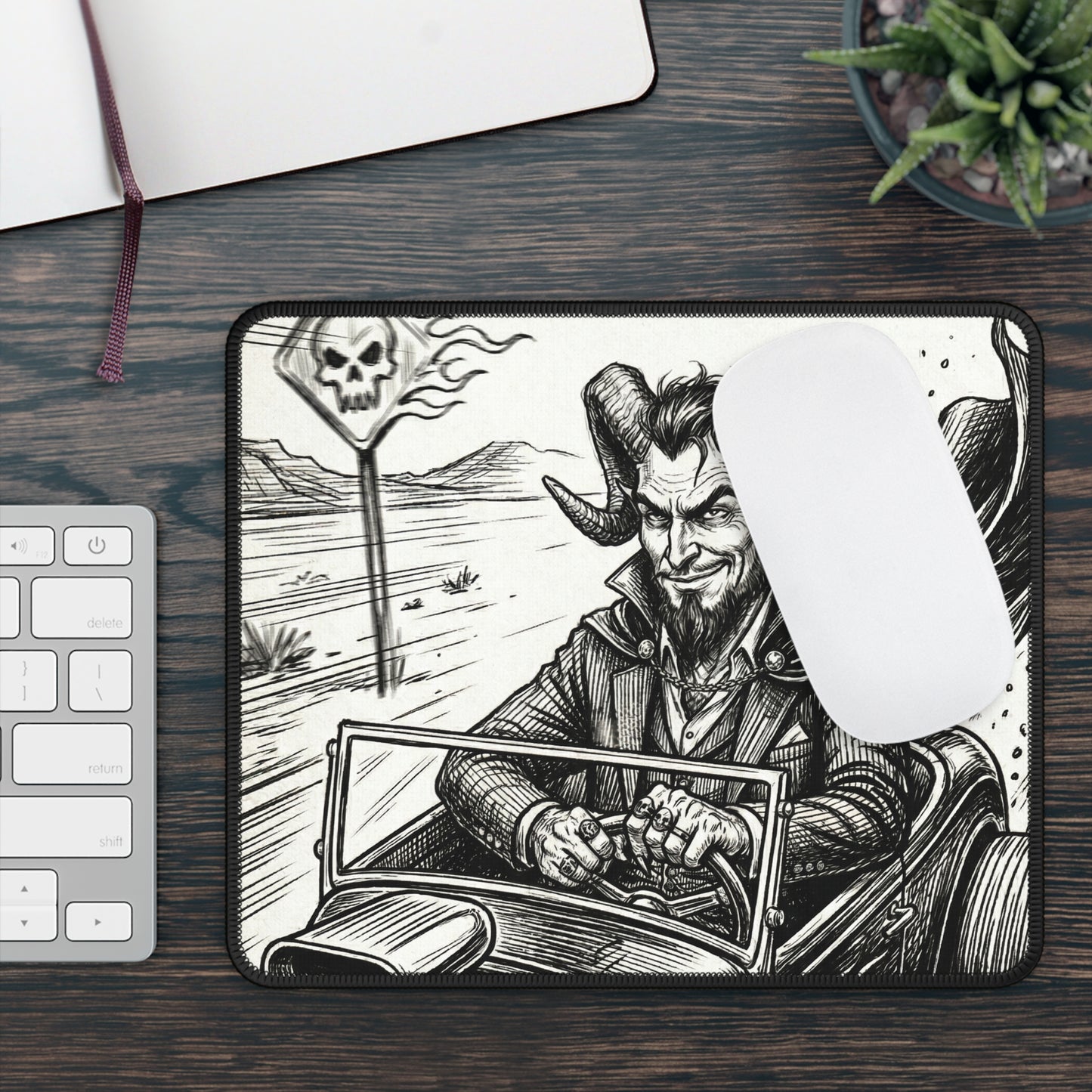 BLZB - HotRod - Devil Driver Gaming Mouse Pad — Gothic Skull Road Trip Desk Mat