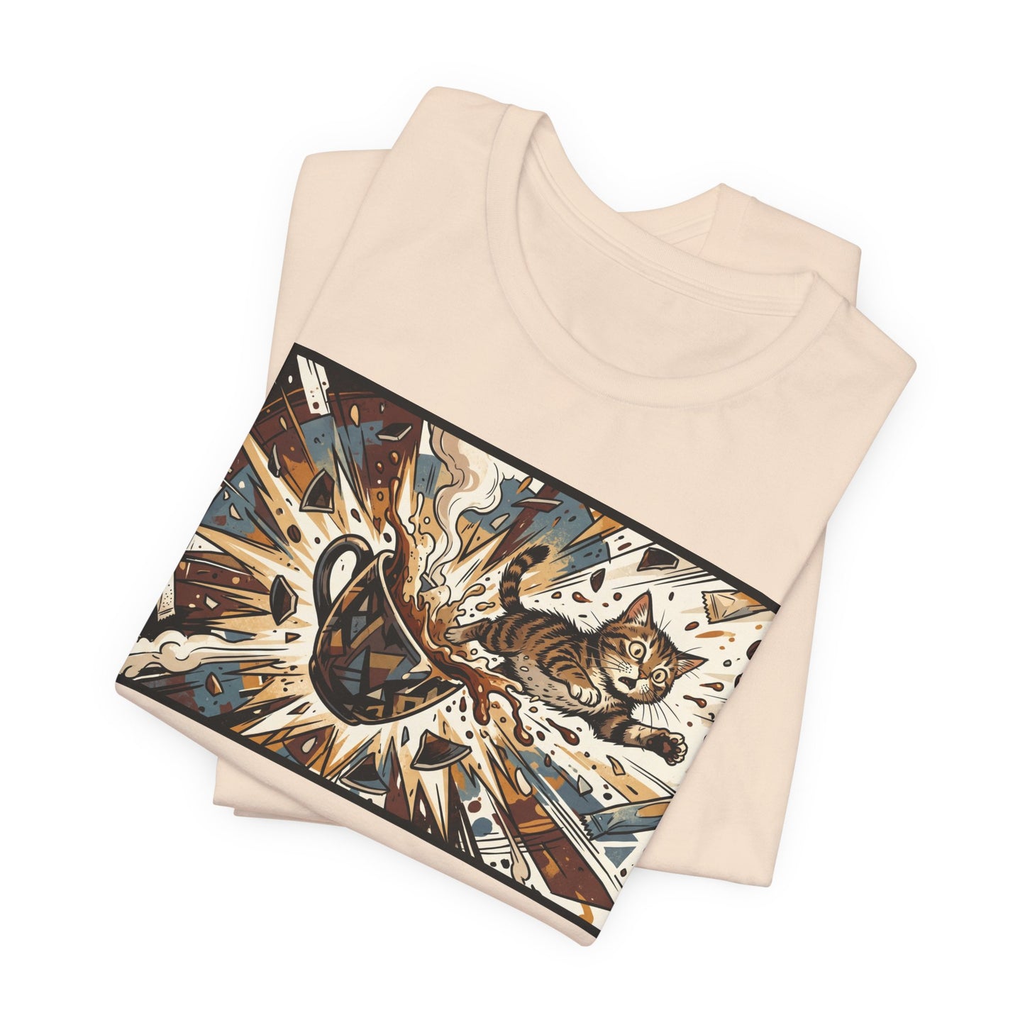 VOID - Coffee Cup Explosion Art Tee — Retro Abstract Coffee Splash T-Shirt
