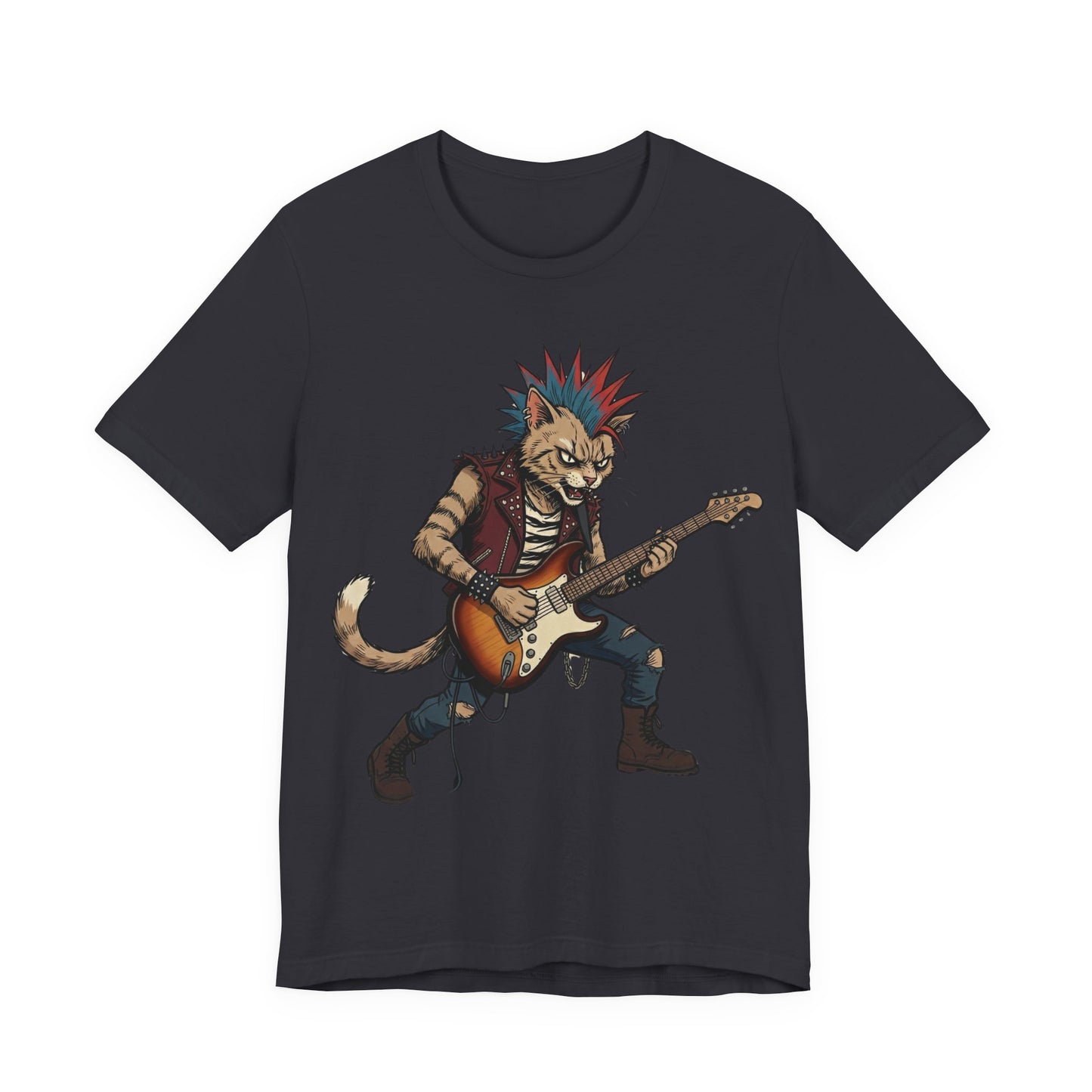 PunkCat - Punk Rock Cat Guitar T-Shirt
