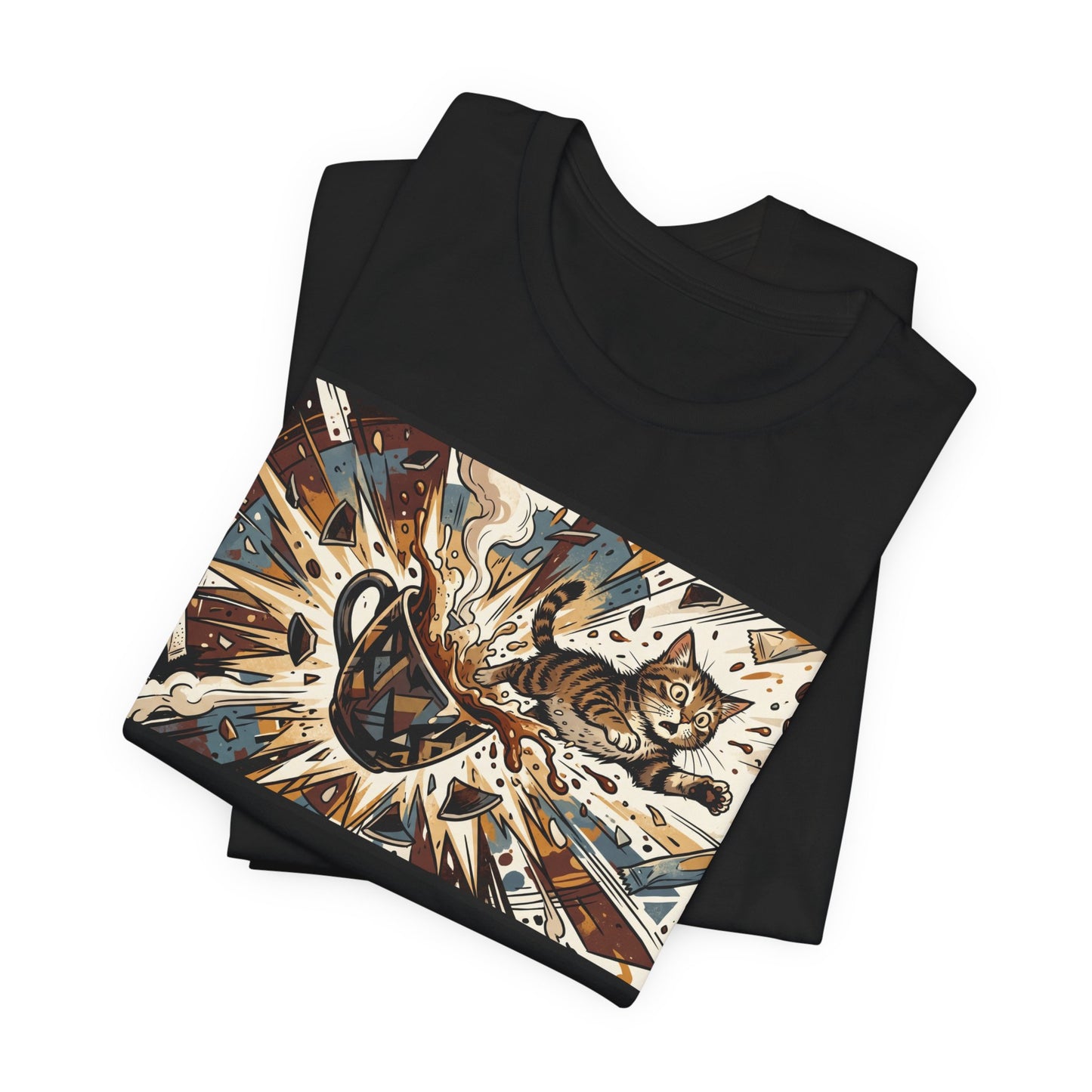VOID - Coffee Cup Explosion Art Tee — Retro Abstract Coffee Splash T-Shirt