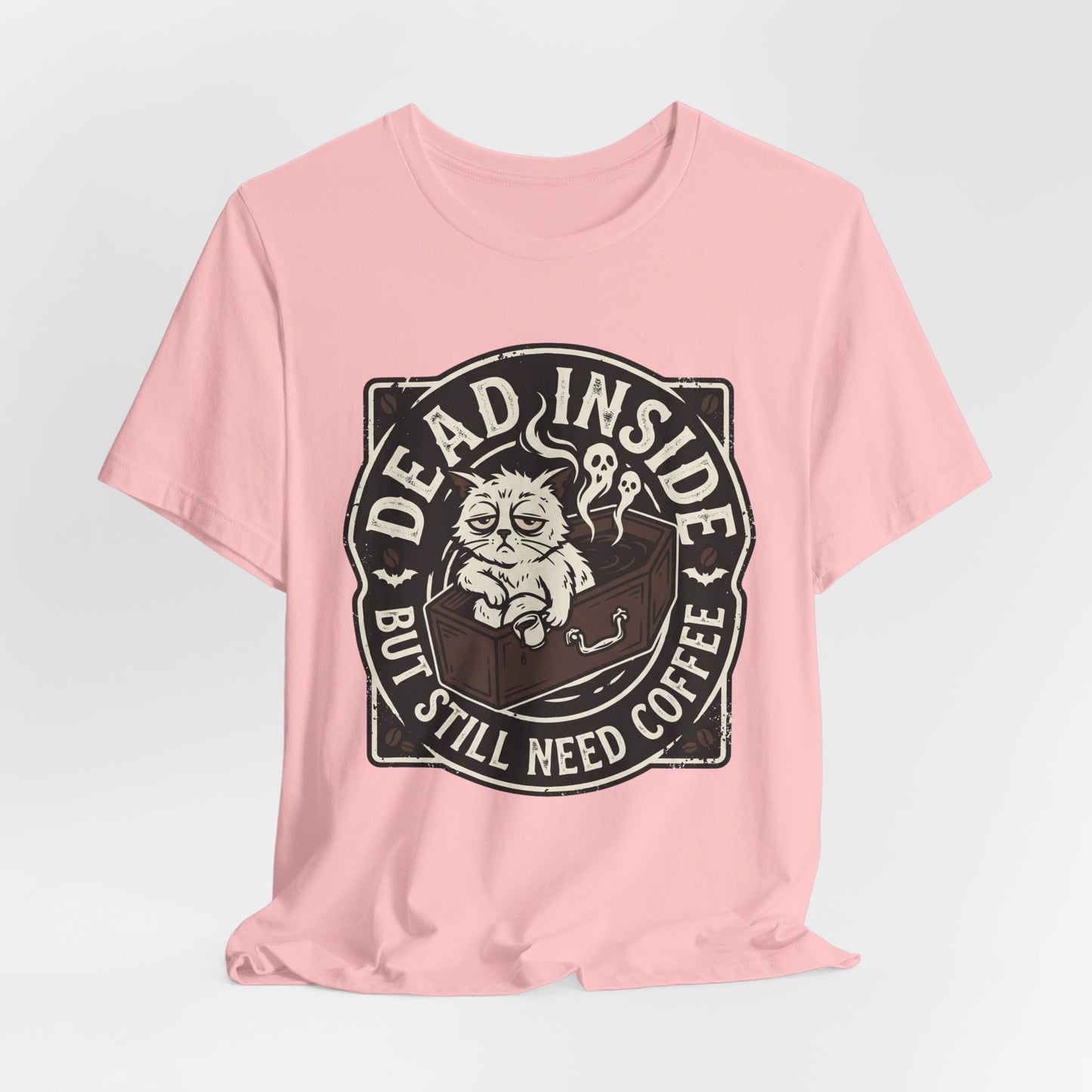 VOID - Dead Inside But Still Need Coffee T-Shirt - Coffee Cat Humor Tee