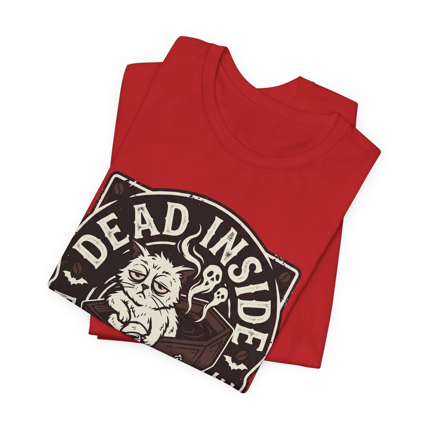 VOID - Dead Inside But Still Need Coffee T-Shirt - Coffee Cat Humor Tee