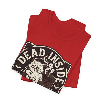 VOID - Dead Inside But Still Need Coffee T-Shirt - Coffee Cat Humor Tee