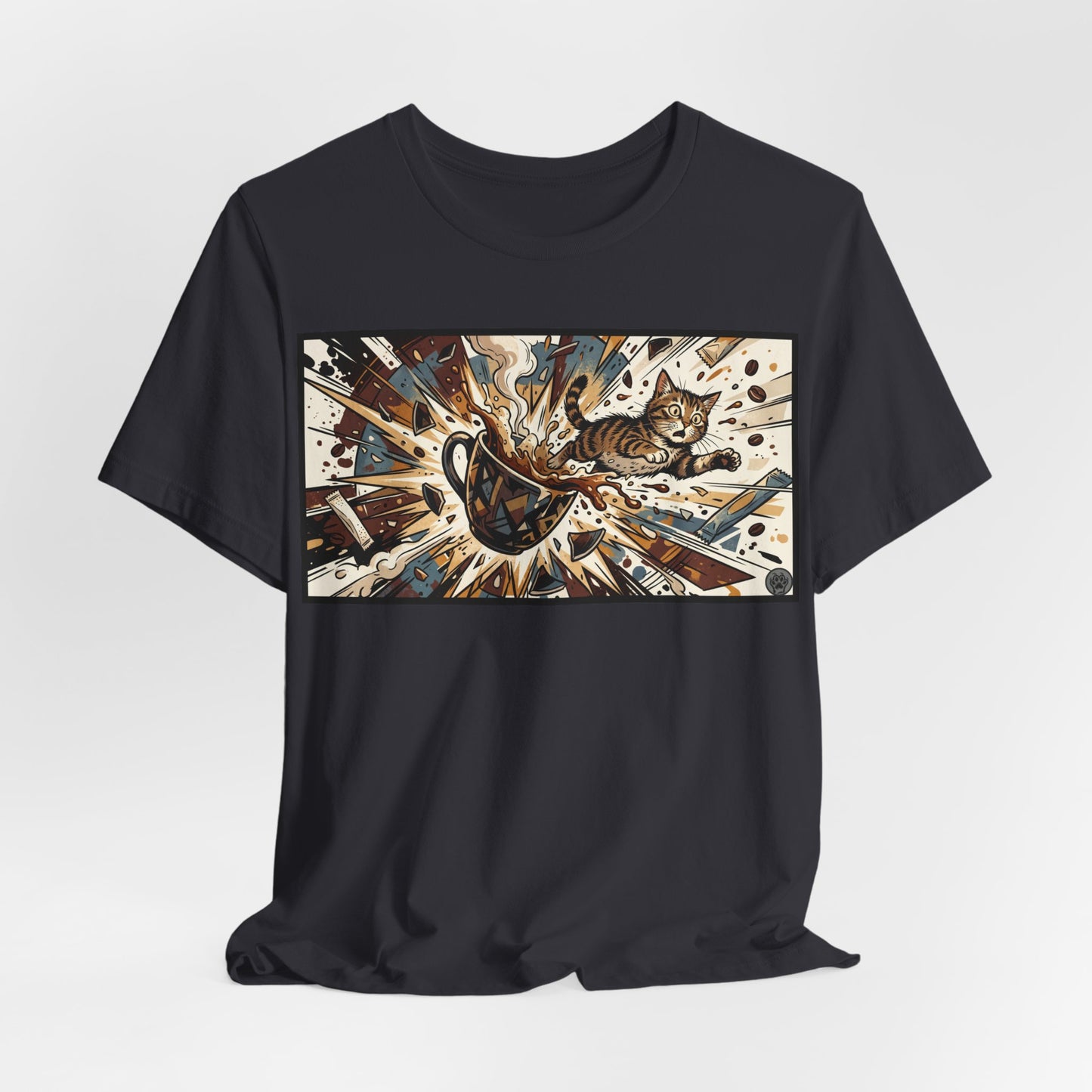 VOID - Coffee Cup Explosion Art Tee — Retro Abstract Coffee Splash T-Shirt