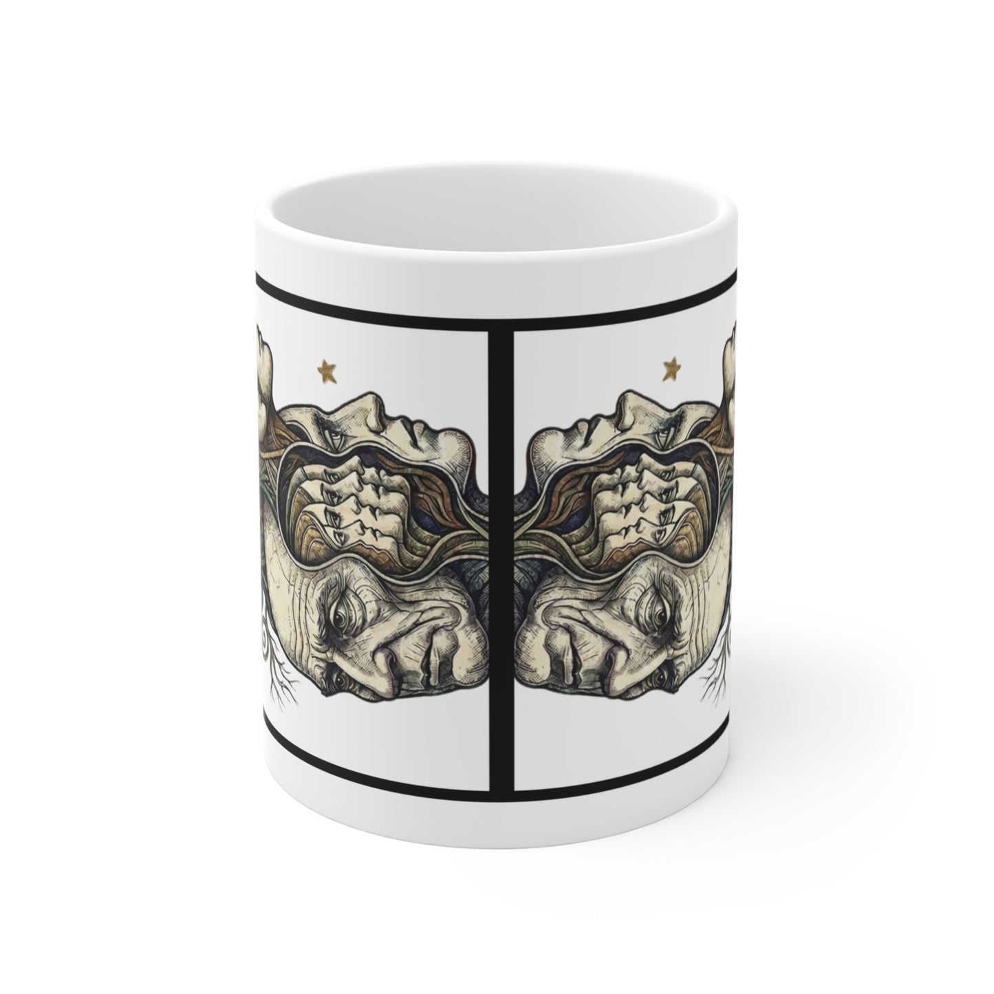 Family Of Thought - New Design 2 Horizontal - 11oz Mug Ambi Handle - Internal Thoughts, OCD, Mental Illness, Hearing Voices, ADHD