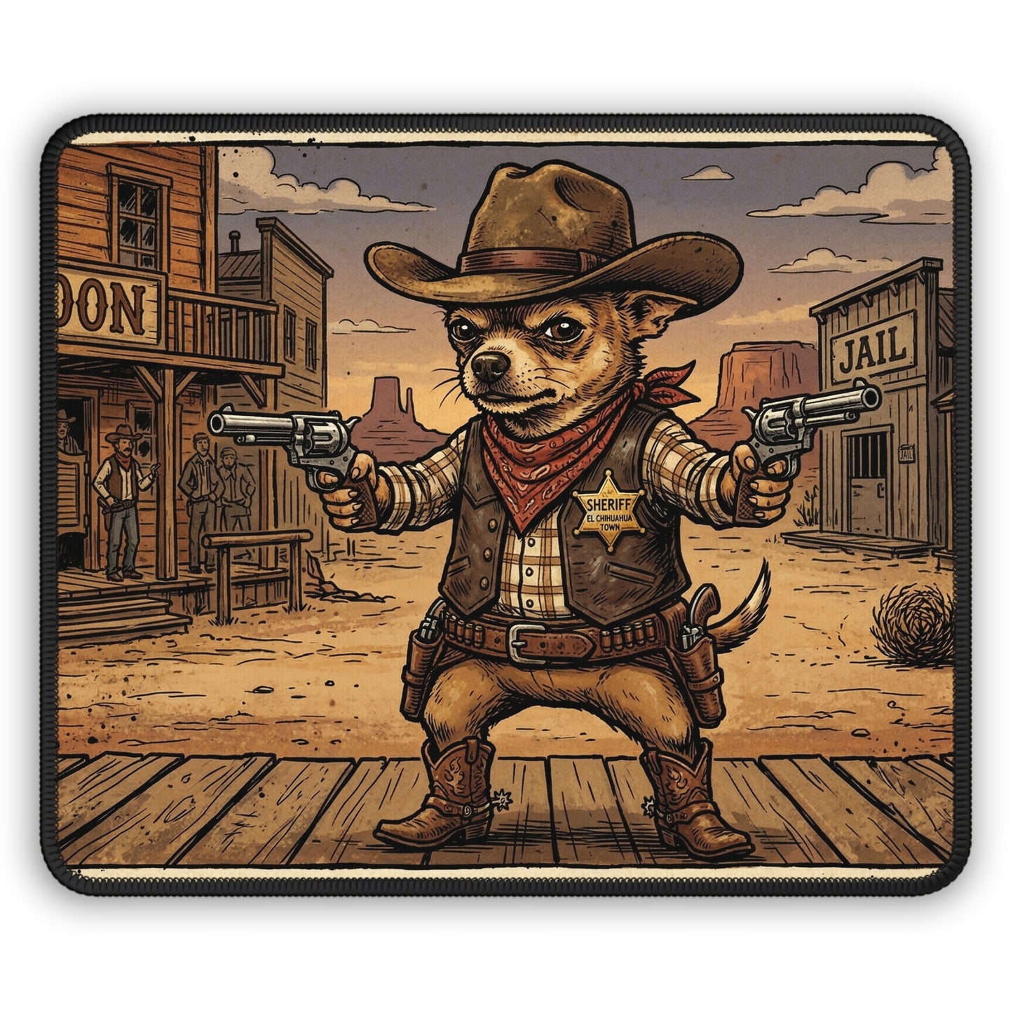 SheriffPaco - Western Chihuahua Sheriff - Wild West Saloon Gaming Mouse Pad