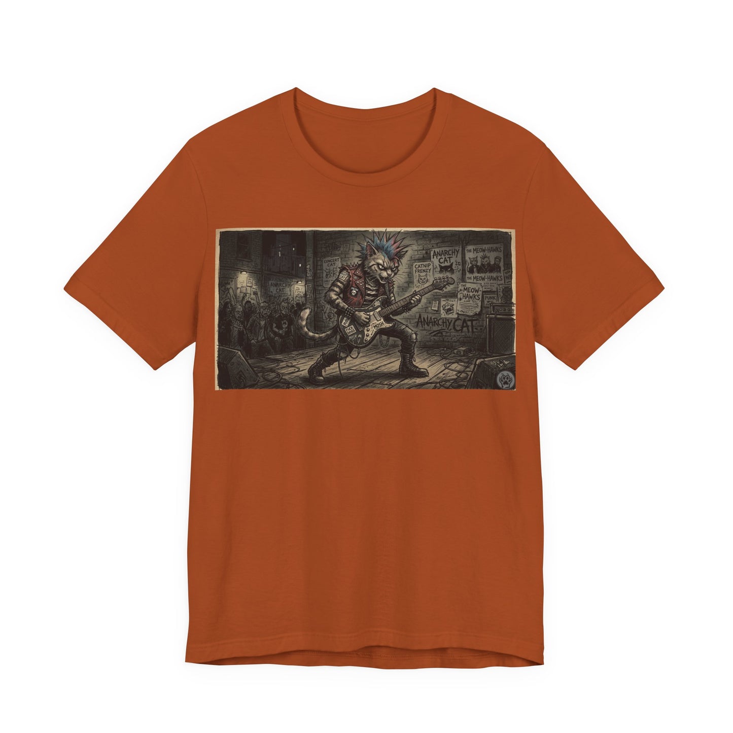 PunkCat At The Club -  Punk Rock T‑Shirt — Punk Cat Guitarist Design