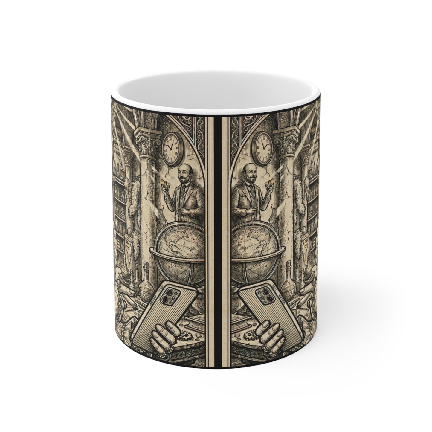 Drag Queen Jesus - Making The Call! - 11oz Mug Ambi Handle — Vintage-Style Drag Icon Mug with Rainbow Sash (11oz)