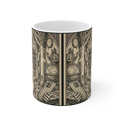 Drag Queen Jesus - Making The Call! - 11oz Mug Ambi Handle — Vintage-Style Drag Icon Mug with Rainbow Sash (11oz)