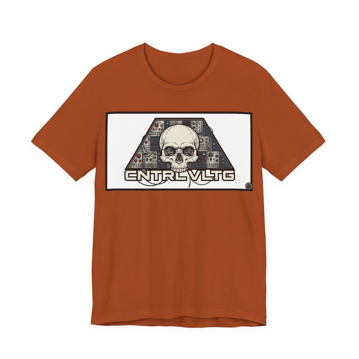 CV Control Voltage = TriBase White - Modular Synth Skull Analog Circuit Tee — “CNTRL VLTG” Retro Tech Graphic T-Shirt