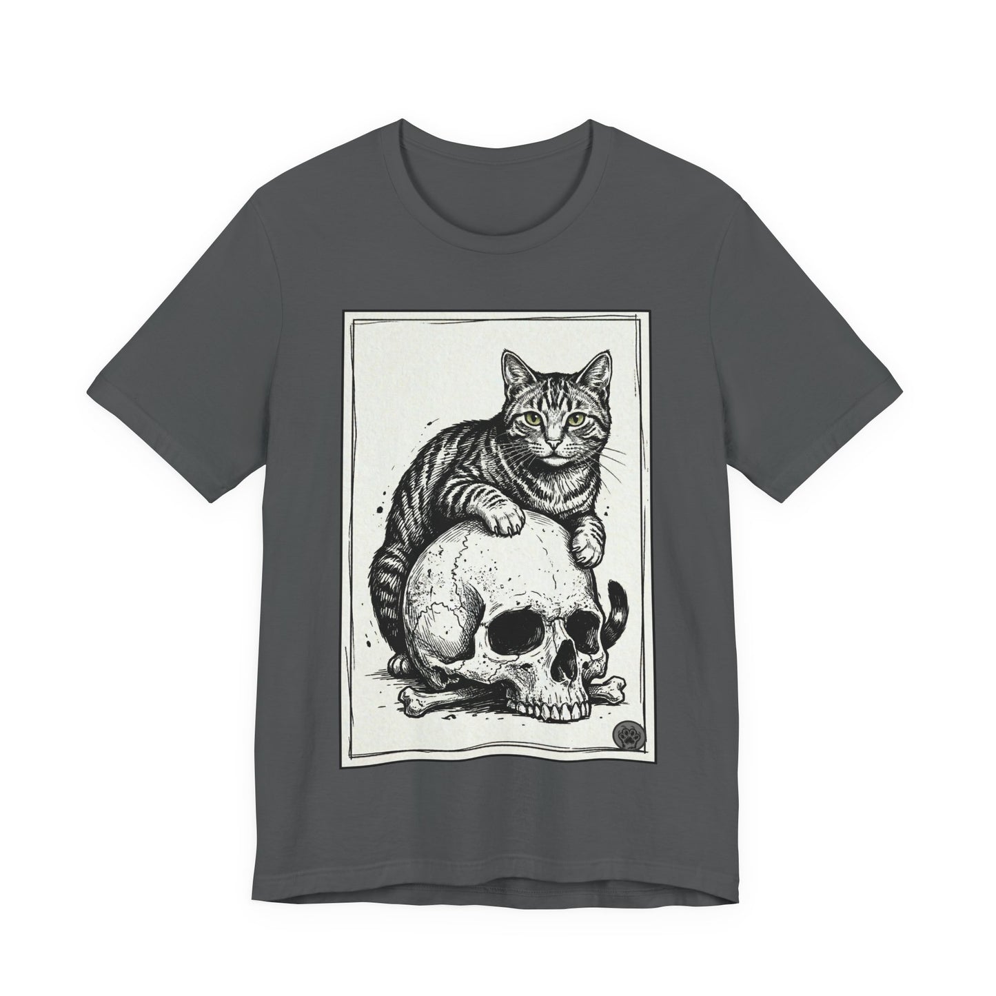 DarkArts Collection - Cat & Skull T-Shirt – Gothic Cat Illustration Tee