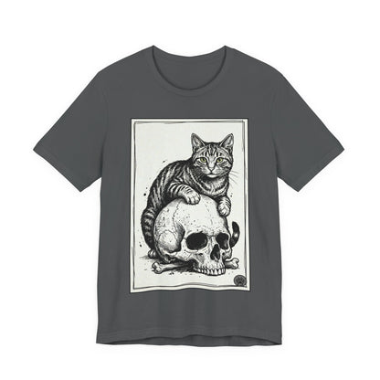 DarkArts Collection - Cat & Skull T-Shirt – Gothic Cat Illustration Tee