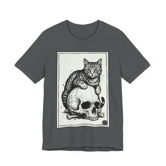 DarkArts Collection - Cat & Skull T-Shirt – Gothic Cat Illustration Tee