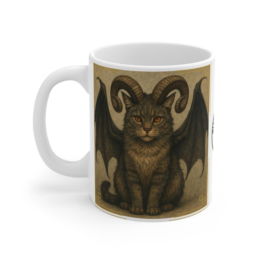 Folklore - 11oz Mug Ambi Handle - Gothic Bat-Winged Cat Mug – 11oz Fantasy Cat Coffee Cup