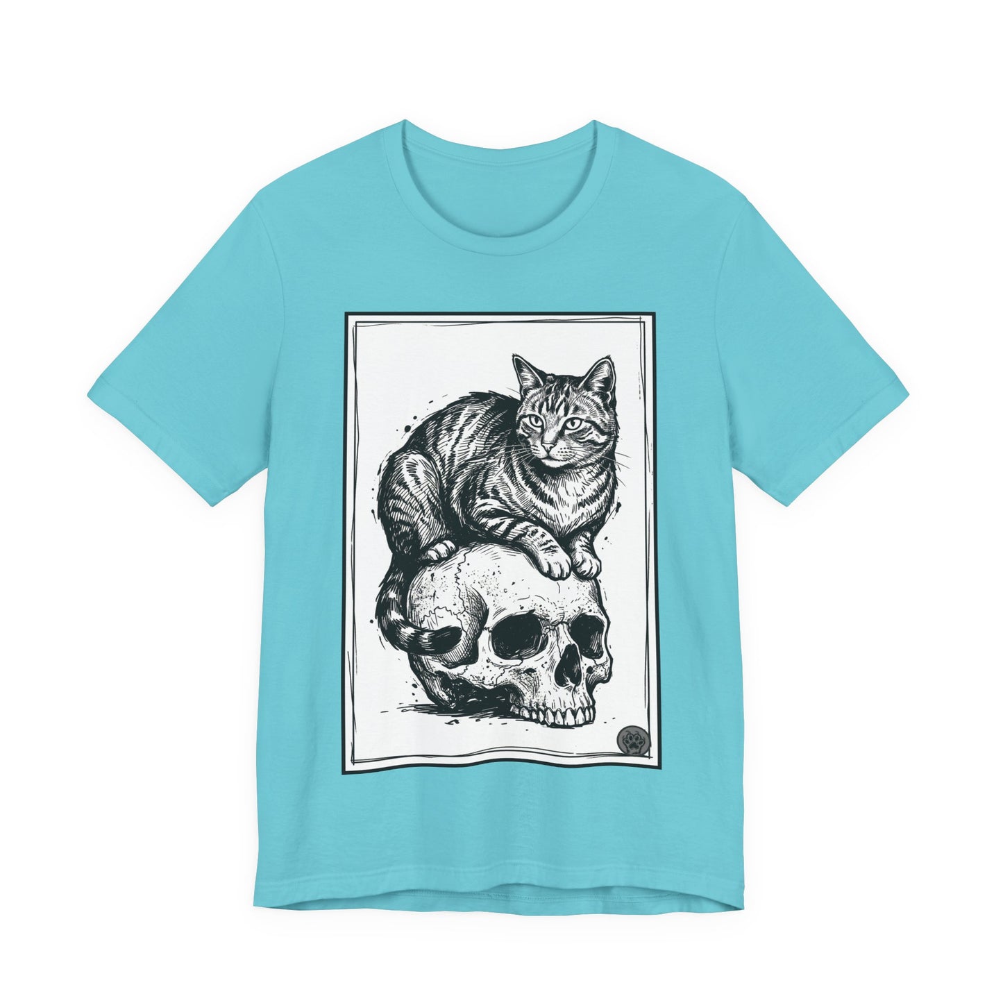 DarkArts Collection - Cat & Skull 2 T‑Shirt — Gothic Cat Skull Graphic Tee