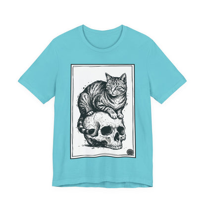 DarkArts Collection - Cat & Skull 2 T‑Shirt — Gothic Cat Skull Graphic Tee