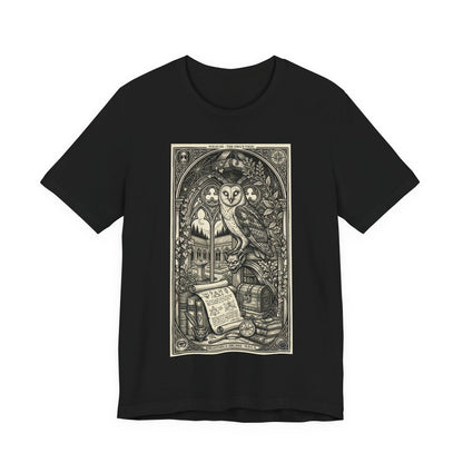 DarkArts Collection - Owl - Gothic Owl Tarot Tee — Vintage Occult Illustration Shirt
