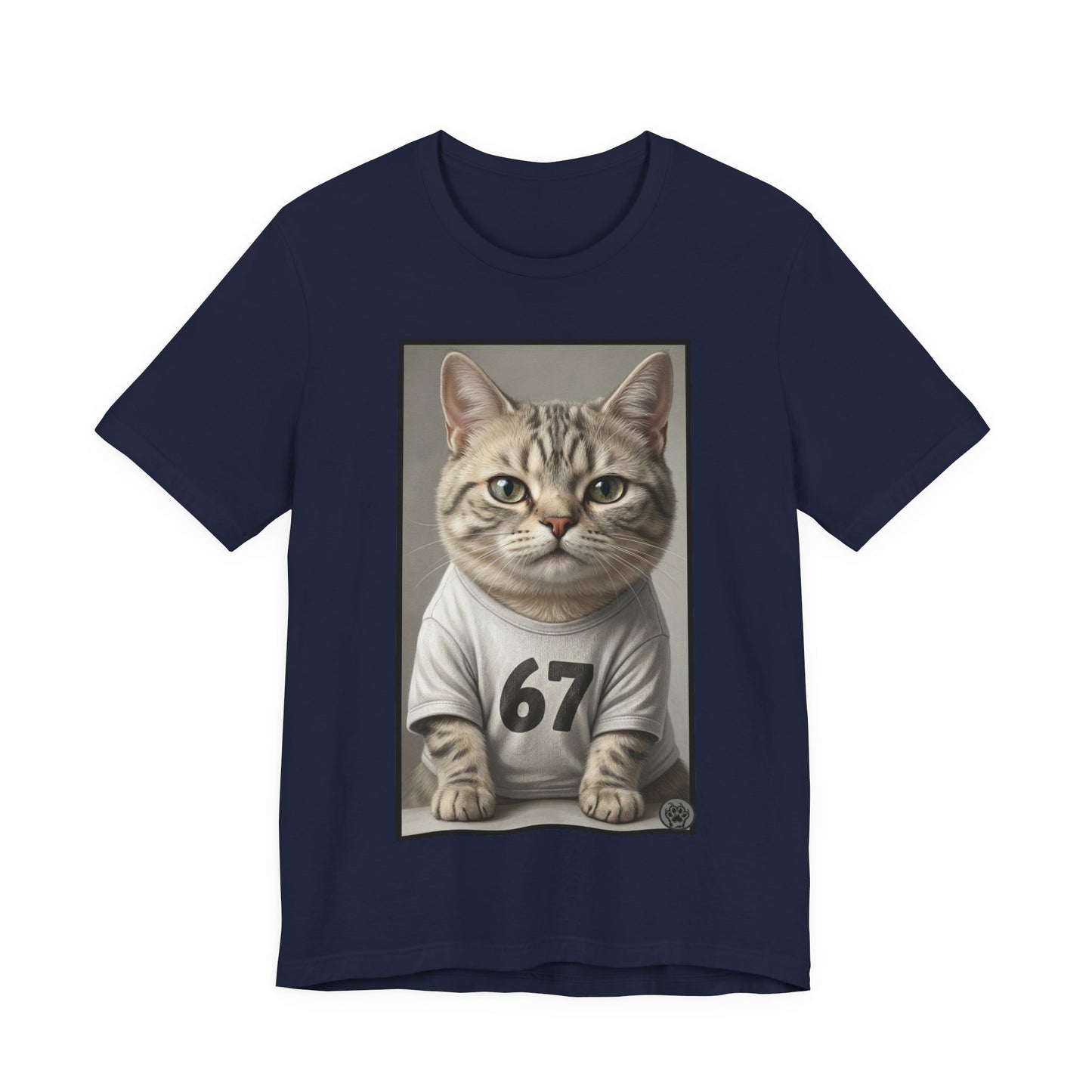 67 Meme - New Variation! - Cat Jersey T‑Shirt — Cute Kitten Portrait with Number 67