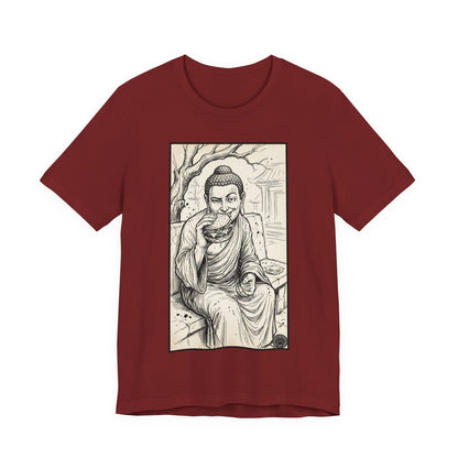 Bad Buddha Cheeseburger Sketch Tee — Humor Illustration T-Shirt