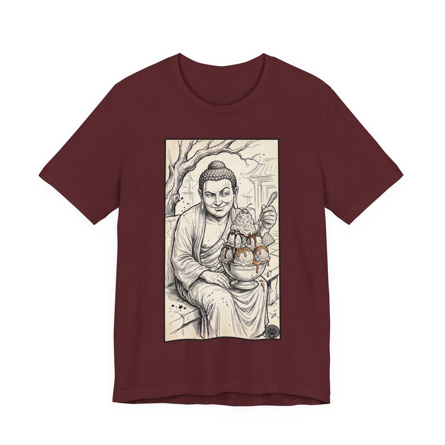 Bad Buddha Sundae Sketch Tee — Religious Humor Buddha Graphic T-Shirt