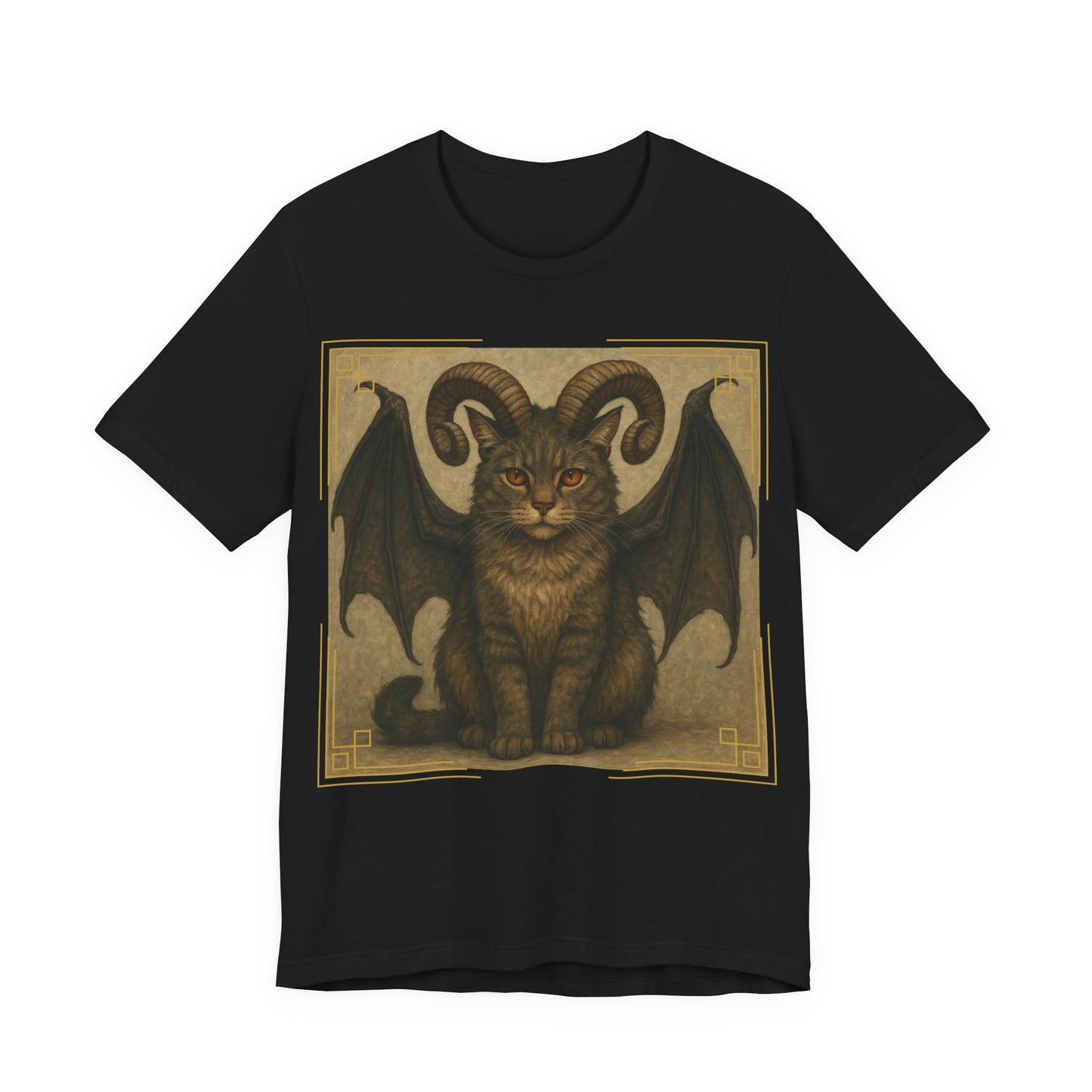 Folklore - Gothic Demon Cat T-Shirt — Horned Winged Feline Graphic Tee