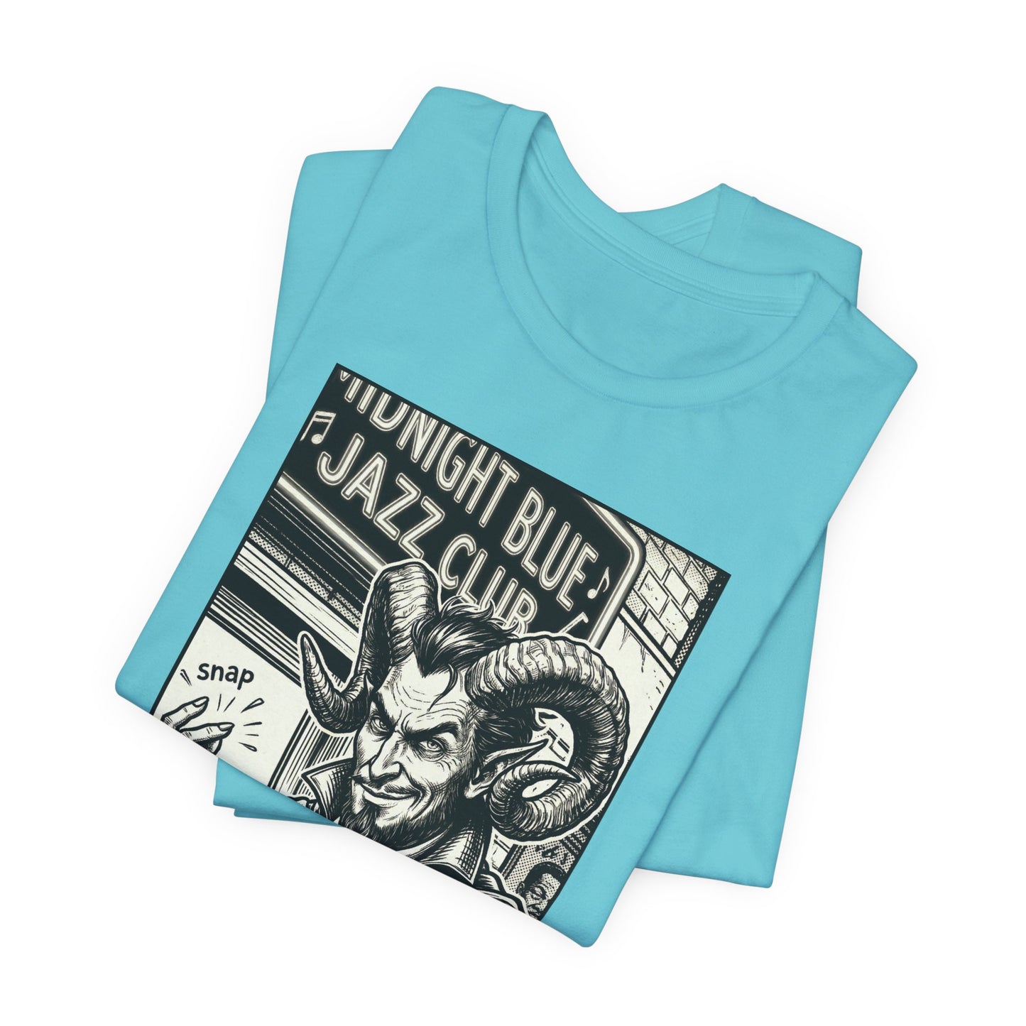 BLZB - Finger Snap Jazz Club Graphic Tee — 'Midnight Blue Jazz Club' Vintage Devil Illustration