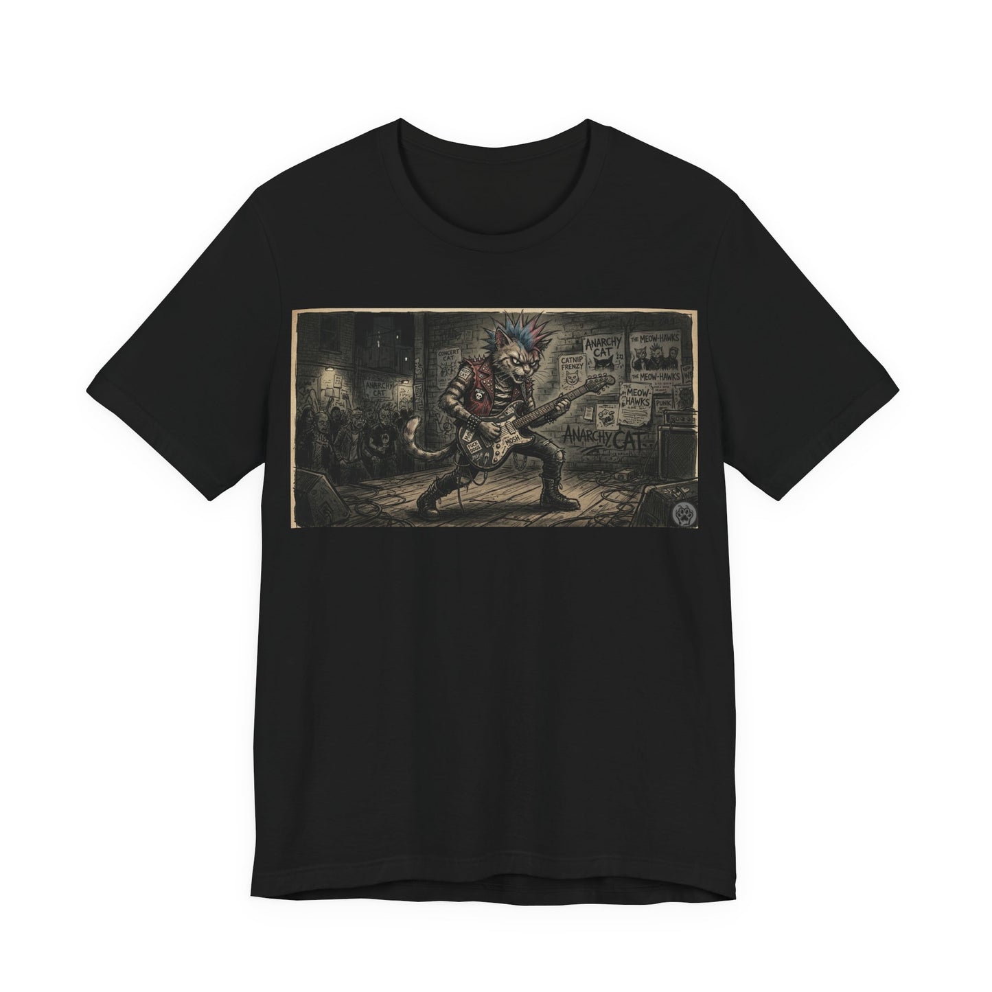 PunkCat At The Club -  Punk Rock T‑Shirt — Punk Cat Guitarist Design