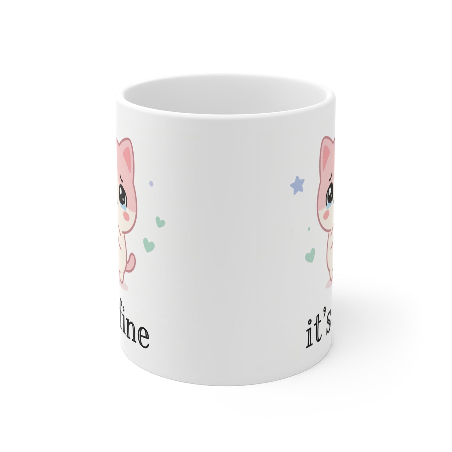 VOID - It's Fine Cute Sad Cat Mug — 11oz Kawaii Coffee Cup