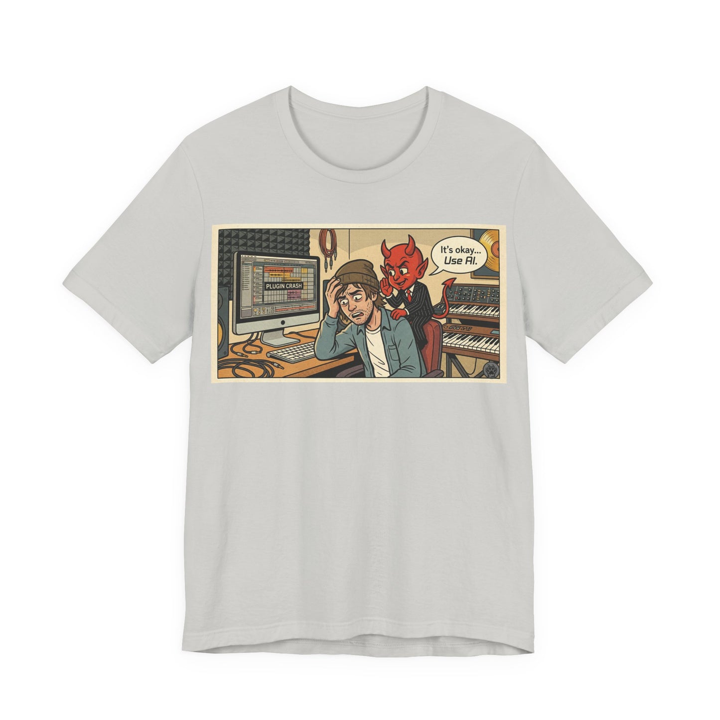 Use AI - Controversial Musician Humor Recording Studio T‑Shirt — Funny Comic “It’s Okay... Use Al” Music Producer Tee
