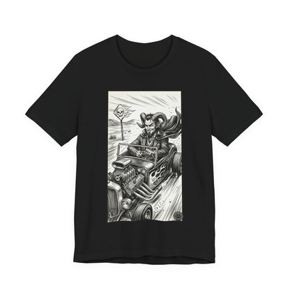 BLZB - Hot Rod Devil Driving T‑Shirt — Vintage Gothic Car Illustration Tee