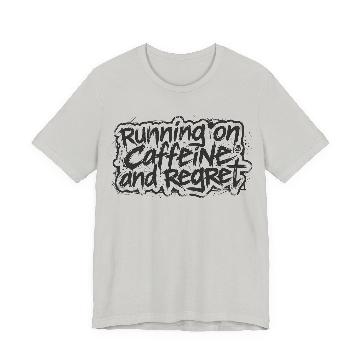 VOID - Running on Caffeine and Regret T-Shirt Version 2 (Horizontal) - Coffee Cat Dark Humor Tee