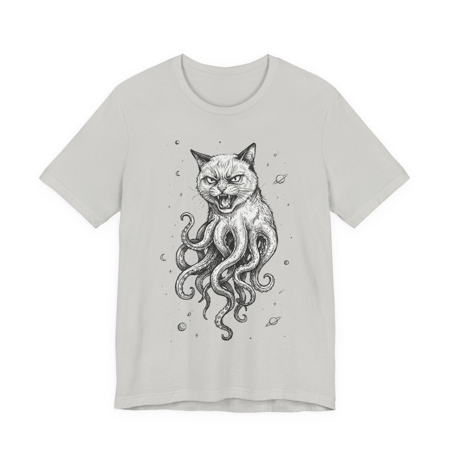 AlienCat In Space! - Cat-Octopus Hybrid Tee — Surreal Space Graphic T-Shirt