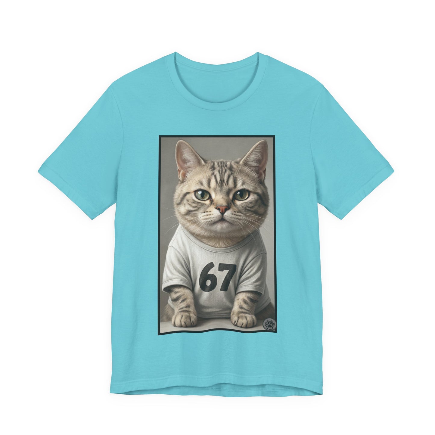 67 Meme - New Variation! - Cat Jersey T‑Shirt — Cute Kitten Portrait with Number 67