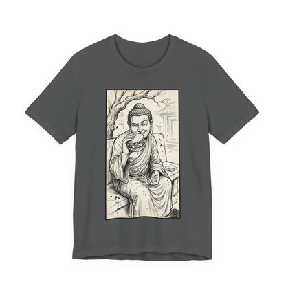 Bad Buddha Cheeseburger Sketch Tee — Humor Illustration T-Shirt