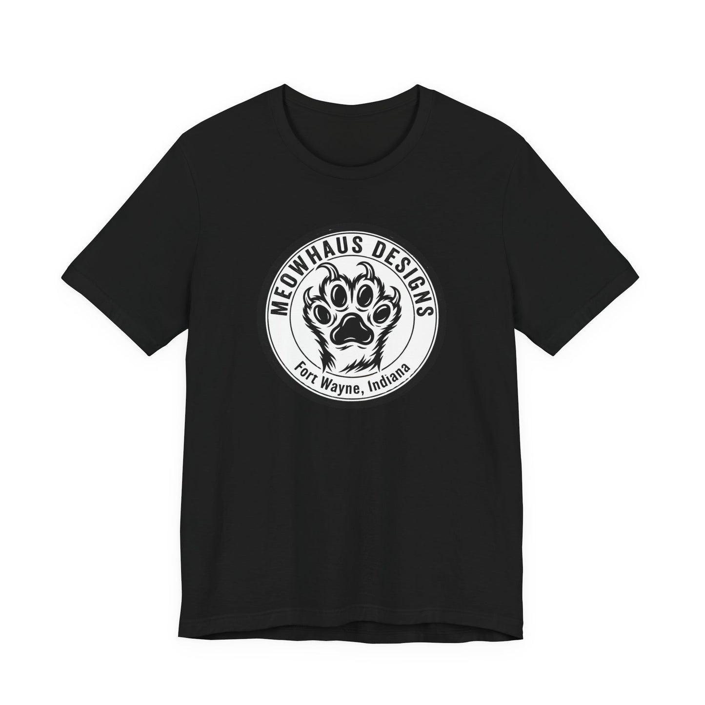 Meowhaus Designs Paw Logo T‑Shirt — Fort Wayne Cat Lover Graphic Tee
