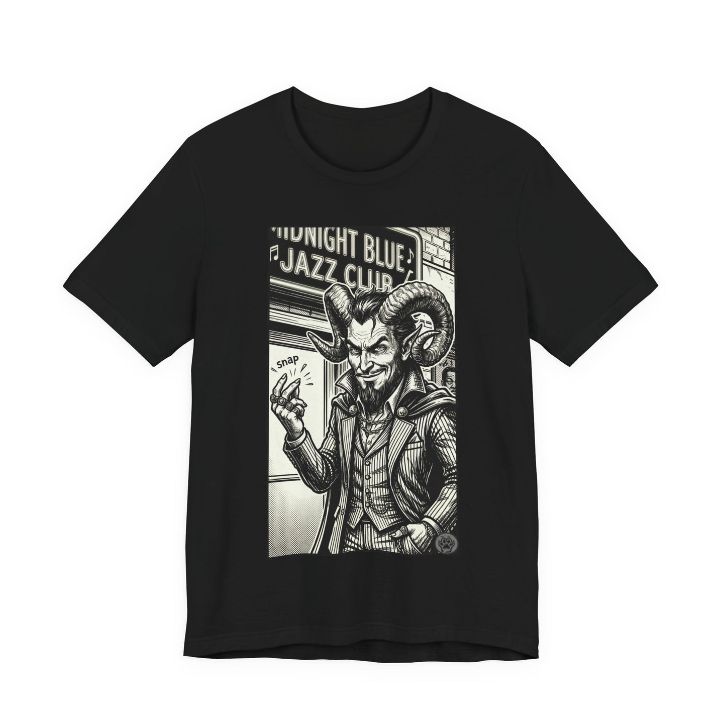 BLZB - Finger Snap Jazz Club Graphic Tee — 'Midnight Blue Jazz Club' Vintage Devil Illustration