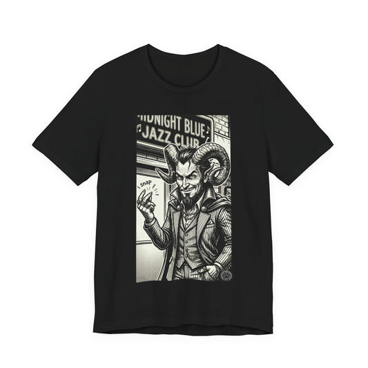 BLZB - Finger Snap Jazz Club Graphic Tee — 'Midnight Blue Jazz Club' Vintage Devil Illustration