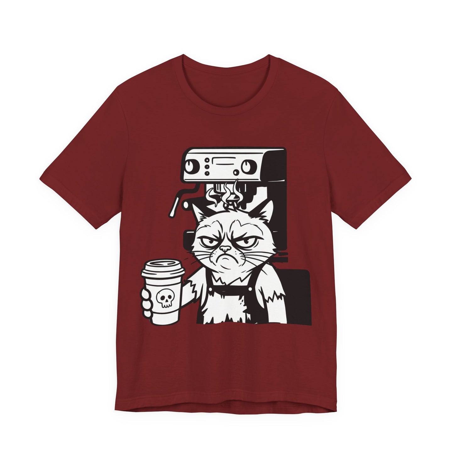 VOID - Annoyed Cat Coffee Tee — Funny Sarcastic Cat Barista Shirt with Coffee & Espresso Machine