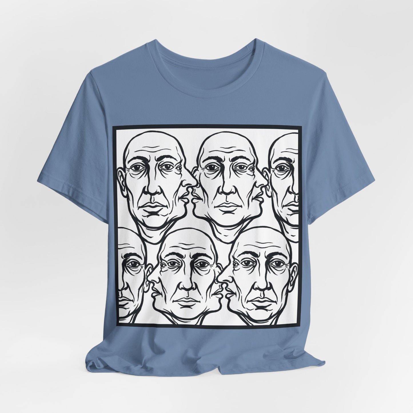 HotGossip - Version 2 - Monochrome Repeating Faces Tee – Abstract Expressionist Portrait T-Shirt