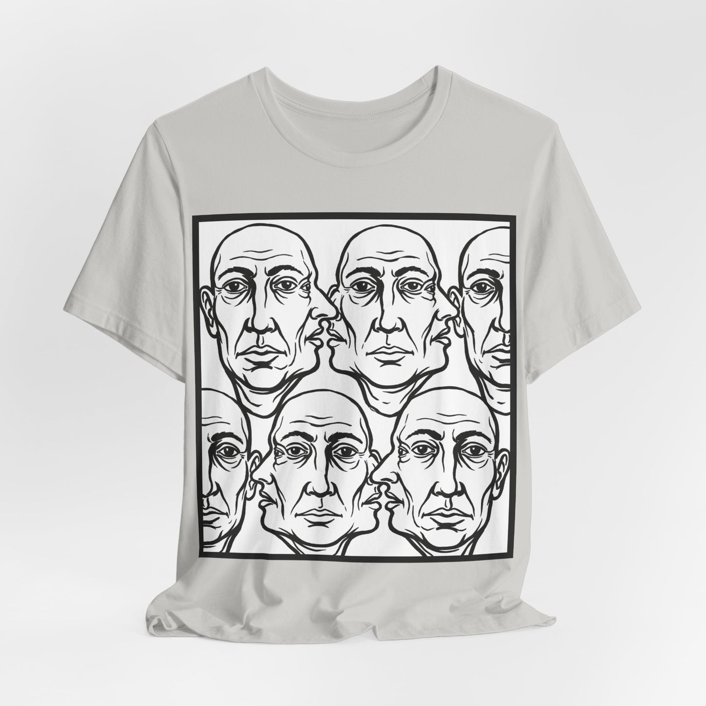 HotGossip - Version 2 - Monochrome Repeating Faces Tee – Abstract Expressionist Portrait T-Shirt