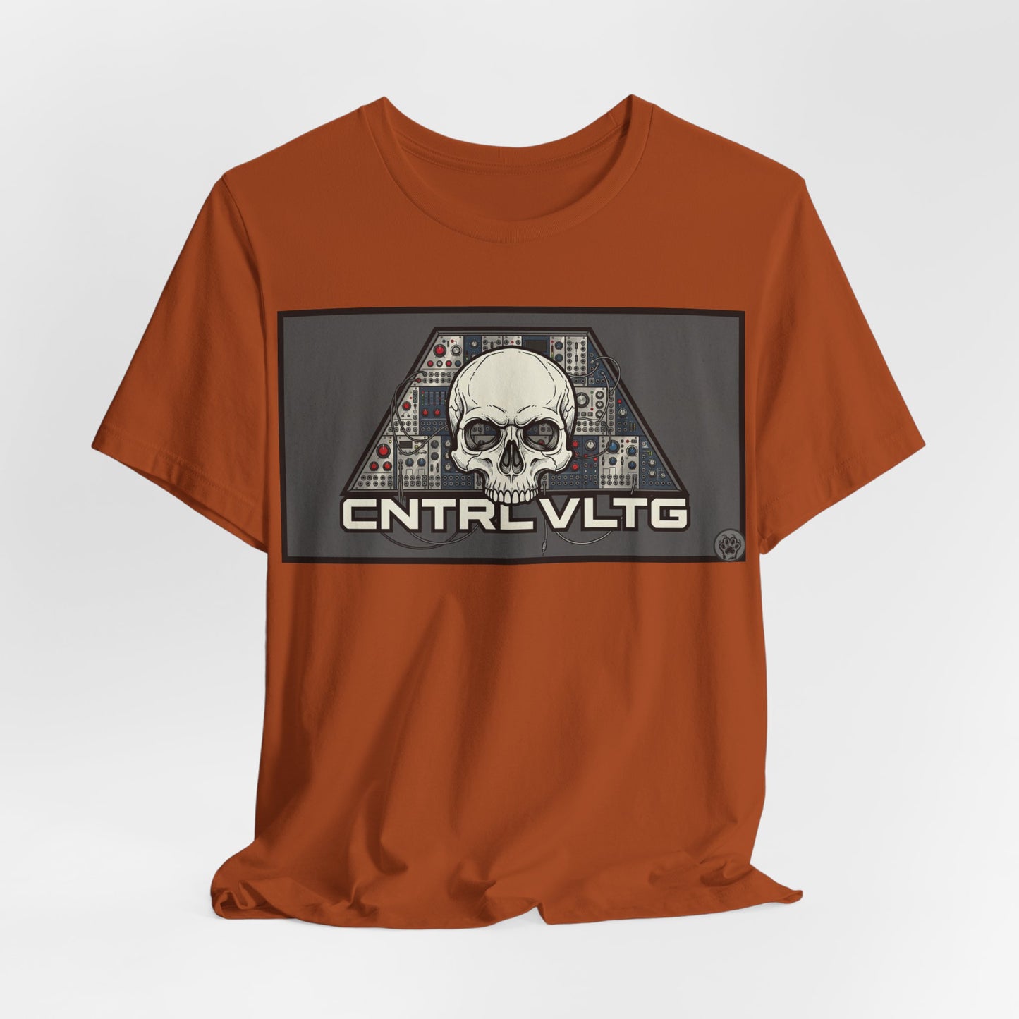 CV Control Voltage - TriBase Grey - Skull Modular Synth Analog Circuit 'CNTRL VLTG' Graphic Tee - Retro Tech Skull T-Shirt