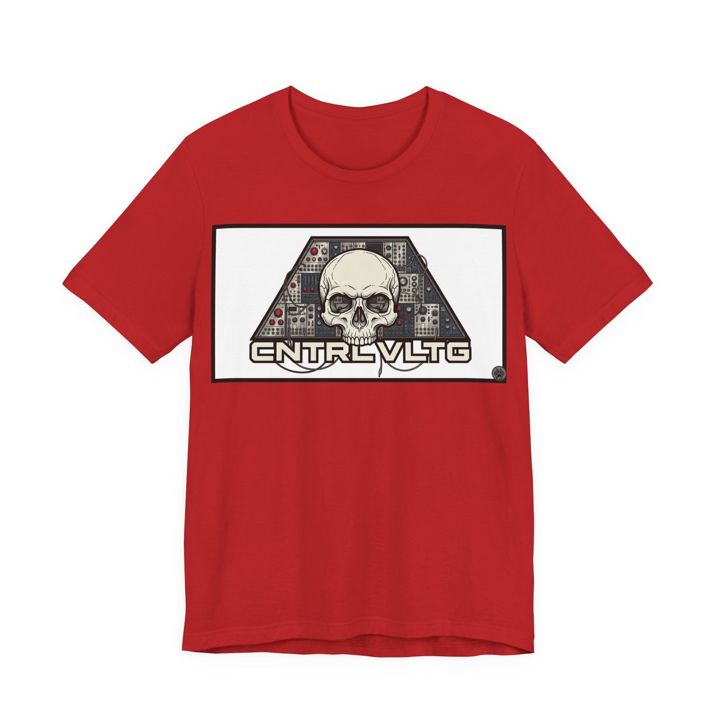 CV Control Voltage = TriBase White - Modular Synth Skull Analog Circuit Tee — “CNTRL VLTG” Retro Tech Graphic T-Shirt