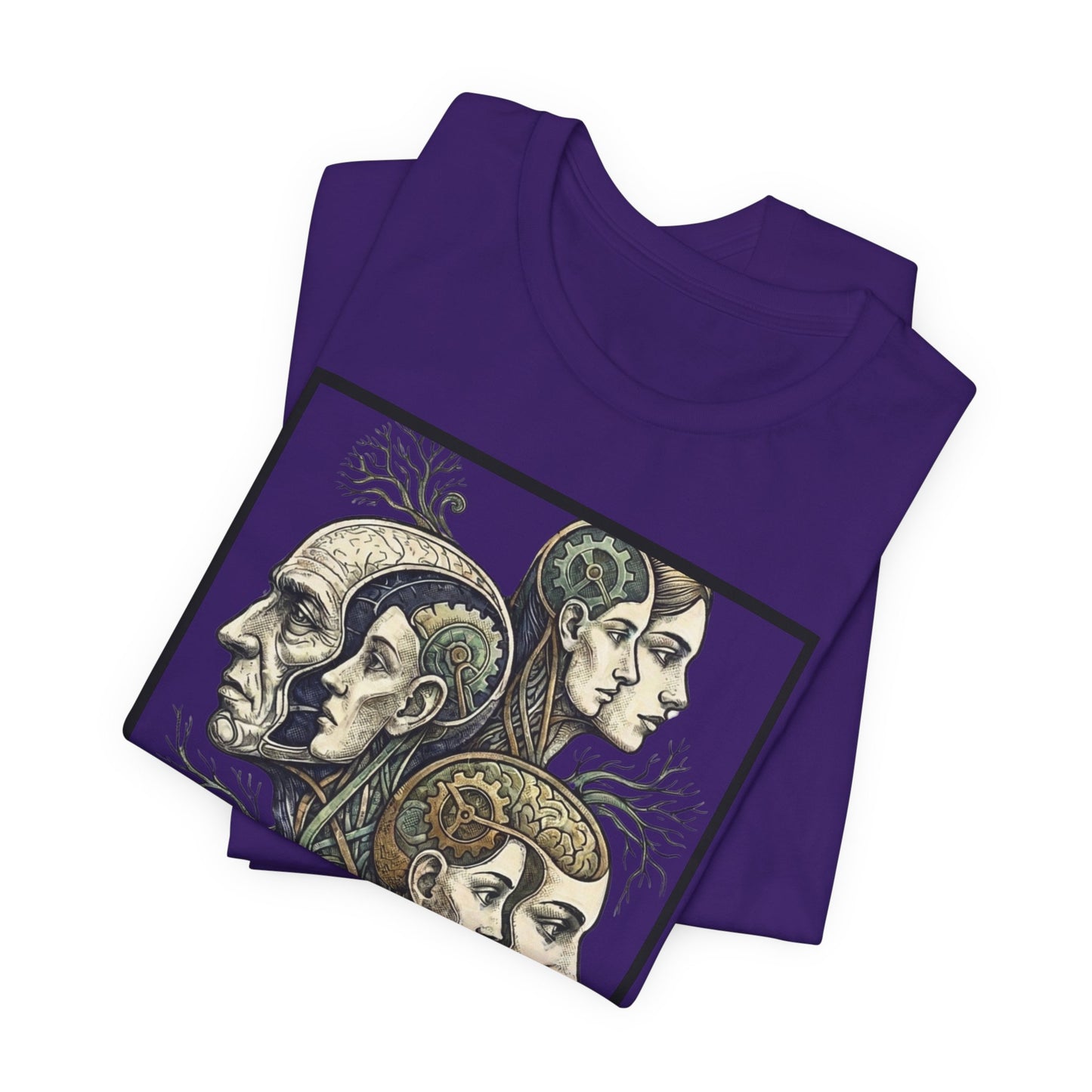 Family of Thought - Crop - Evolution of Minds T-Shirt — Surreal Human Faces Art Tee
