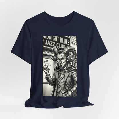 BLZB - Finger Snap Jazz Club Graphic Tee — 'Midnight Blue Jazz Club' Vintage Devil Illustration