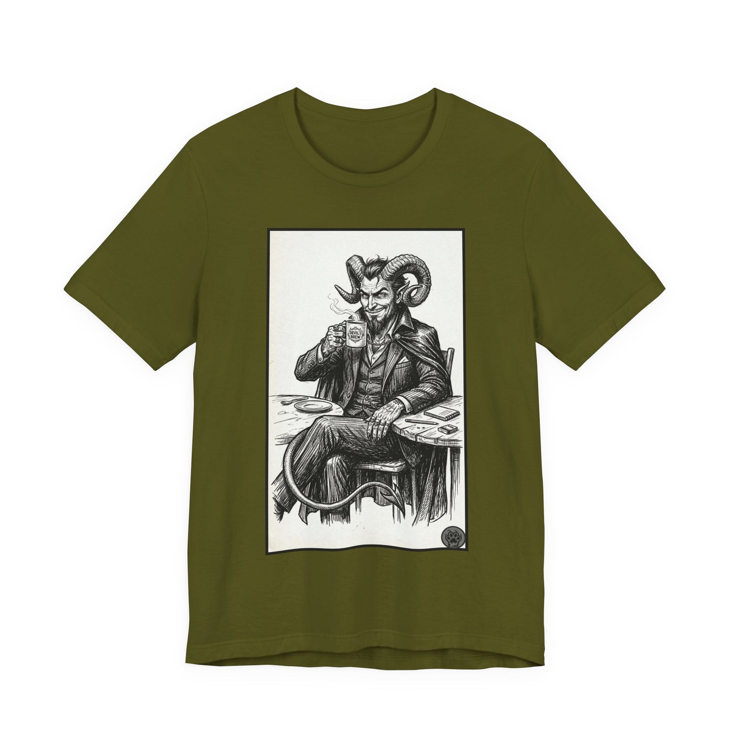Devil's Brew - Coffee - Devil in a Suit Graphic Tee — Vintage Demon Illustration T-Shirt