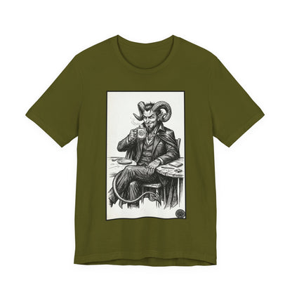 Devil's Brew - Coffee - Devil in a Suit Graphic Tee — Vintage Demon Illustration T-Shirt