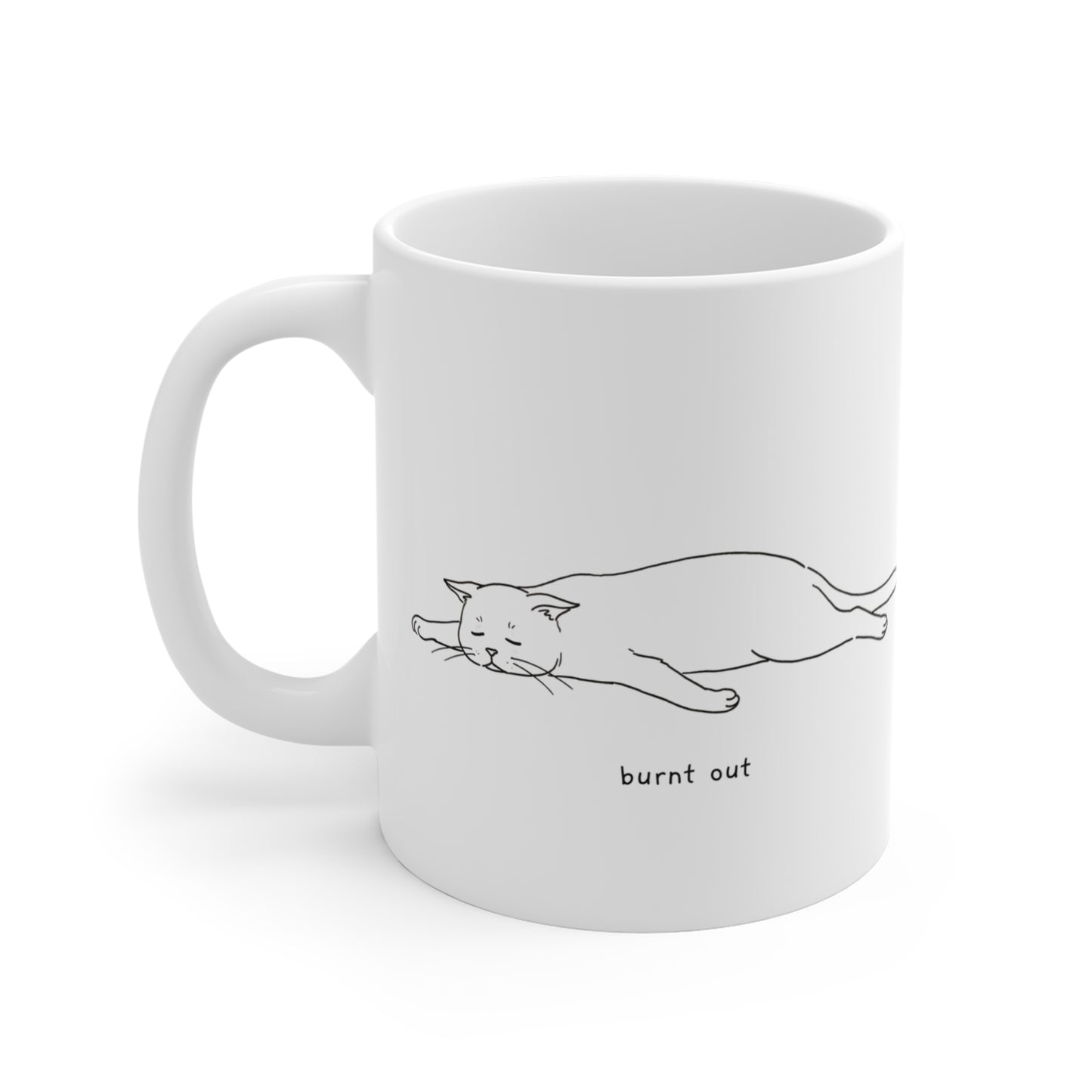 VOID - Burnt Out Cat Mug — 11oz Funny Relaxed Cat Coffee Cup