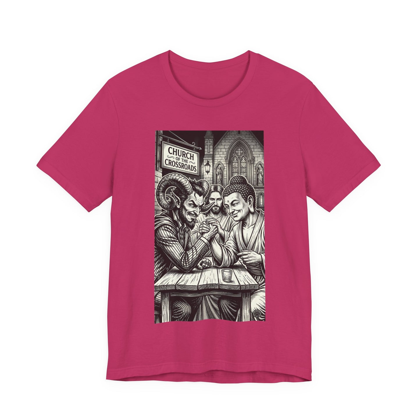 Crossroads T-Shirt — Religious Humor Satirical Arm Wrestling Graphic Tee
