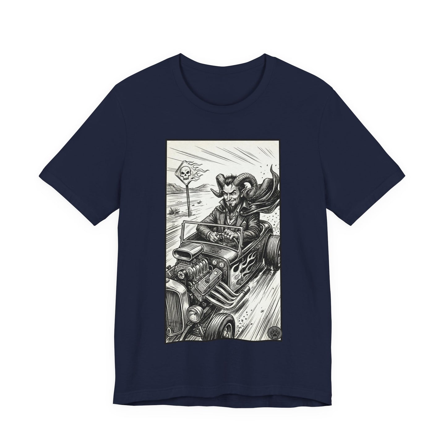 BLZB - Hot Rod Devil Driving T‑Shirt — Vintage Gothic Car Illustration Tee